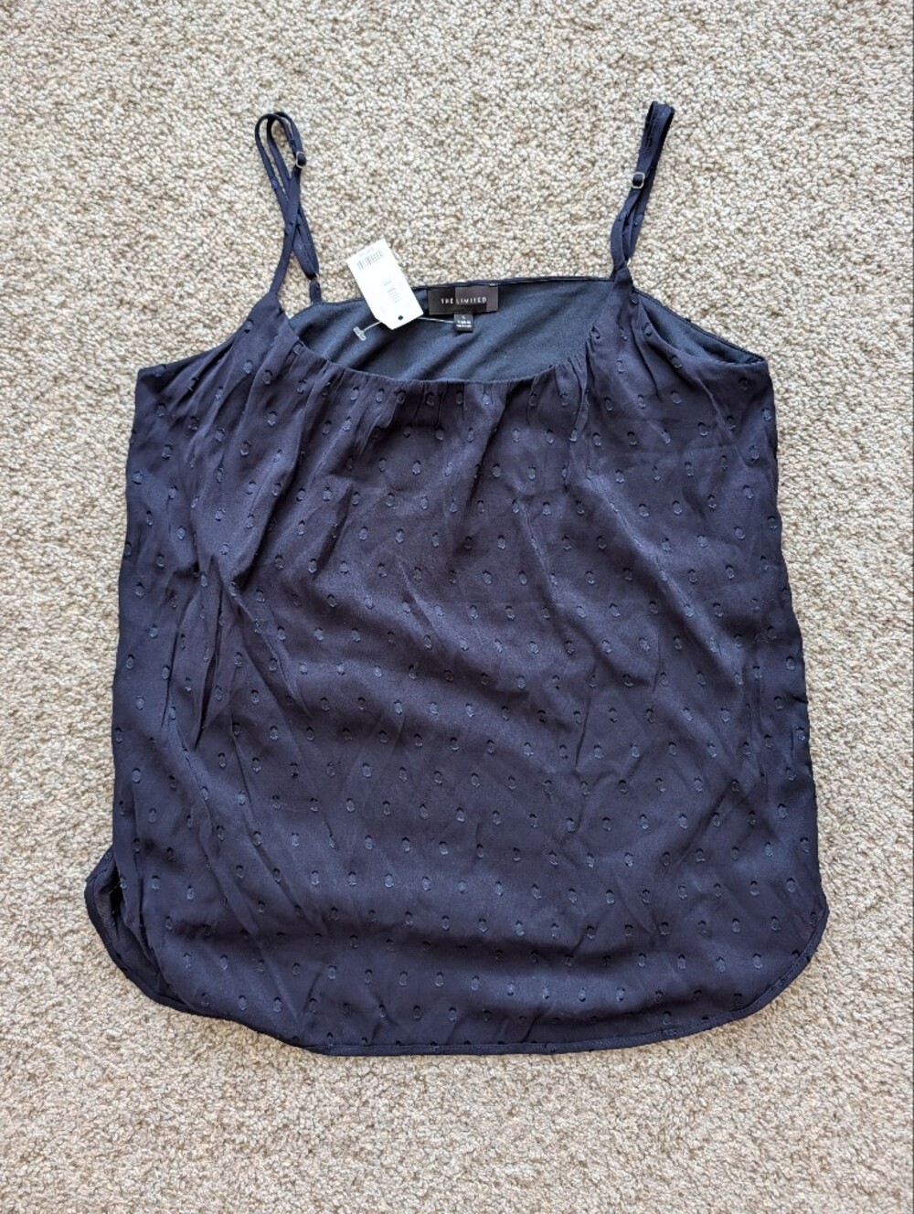 The Limited Womens Navy Blue SwissDot Textured Spaghetti Strap Cami Top NWT S